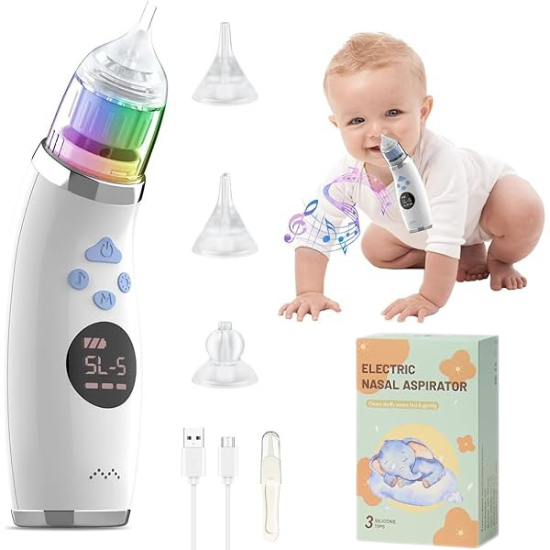 Baby nasal aspirator, Electric Nasal Rinse & Nose Cleaner, Multi-Mode Cordless Nasal Irrigation Device, Rechargeable Portable Nose Cleaning System for Adults & Kids, Home & Travel Use, USB Charging – Blue