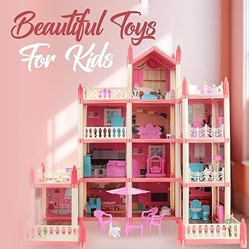 Baby Doll House with Light Doll House Accessories Building Toys - dolls included