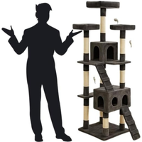 170cm Multi-Level Cat Tree Tower – Cat Condo Activity Center with Sisal Scratching Posts, Hammock, Ladder & Perches – Tall Cat Climbing House for Indoor Cats