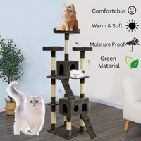 170cm Multi-Level Cat Tree Tower – Cat Condo Activity Center with Sisal Scratching Posts, Hammock, Ladder & Perches – Tall Cat Climbing House for Indoor Cats