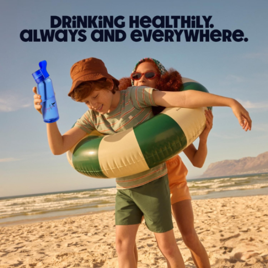 Flavored Water Bottle 22oz (650ml) with Straw & 5 Scent Pods, Sugar-Free, Zero Calories | Reusable Sports Bottle for School, Gym & Fitness, Suitable for Carbonation (Blue)