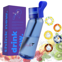 Flavored Water Bottle 22oz (650ml) with Straw & 5 Scent Pods, Sugar-Free, Zero Calories | Reusable Sports Bottle for School, Gym & Fitness, Suitable for Carbonation (Blue)