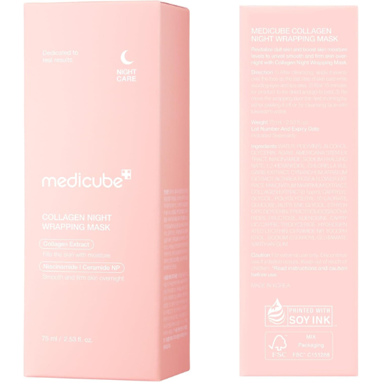 Collagen Overnight Wrapping Peel Off Facial Mask Pack - Elasticity & Hydration Care, Reduces Sagging & Dullness - Hydrolyzed Collagen For Glowing Skin - Korean Skin Care