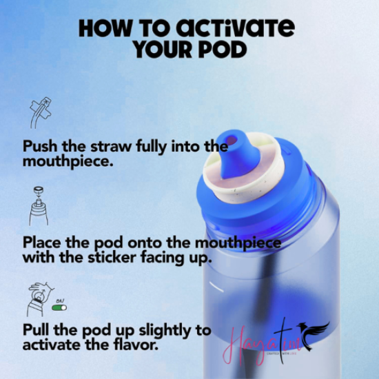 Flavored Water Bottle 22oz (650ml) with Straw & 5 Scent Pods, Sugar-Free, Zero Calories | Reusable Sports Bottle for School, Gym & Fitness, Suitable for Carbonation (Blue)