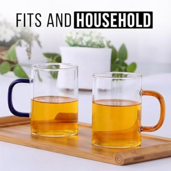 Glass Mugs Set of 6 Indulge in Luxury Colorful Handles Versatile Glass Tea Cups and Latte Delights for Your Daily Brew Rituals Large & Multipurpose Shape Mugs Microwave